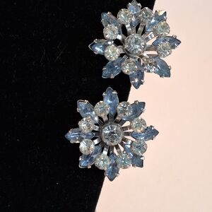 Elegant Blue and Silver Crystal Earrings